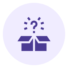 Open box with a question mark symbol.