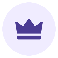 Purple crown icon on light purple background.