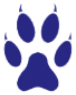 A solid blue paw print icon.